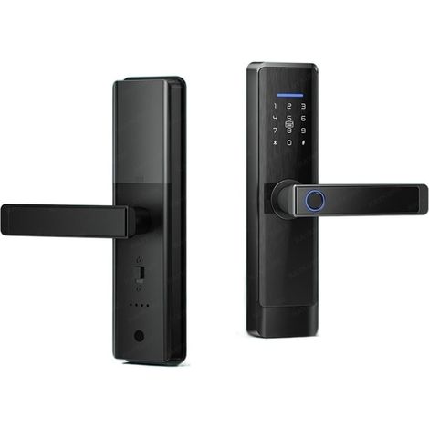 Serrure de porte intelligente Serrure de porte intelligente Wifi Tuya APP empreinte digitale Intelligence numérique électrique 5 méthode de déverrouillage prise en charge 8 langues vocales ( Color : 2 (1/4)