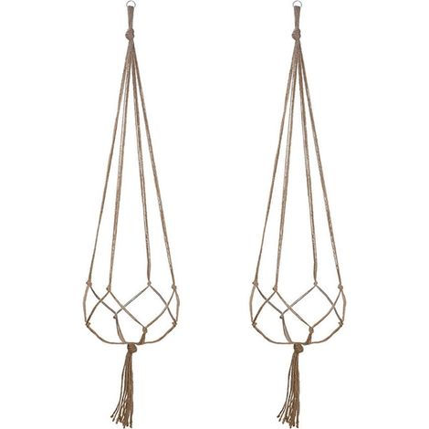 Support Pour Plante - Suspension En Corde De Coton - Pour Intérieur Et Balcon - Hauteur Réglable 90 À 122 Cm - Lot De 2 (1/5)