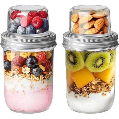 vasos de yogur, Vasos de muesli, Vasos de yogur, Vasos de yogur parfait, Tarros Mason, Pudín de chía, Frutos secos, Fruta, Ensaladas, Regalo (1/5)
