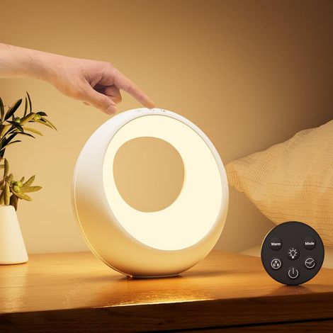 Lampe de Chevet Tactile Dimmable avec Télécommande, Lampe de Table Led sans Fil avec Couleurs RVB, Fonction de Minuterie et Mémoire Veilleuse Enfant Bébé à 5 intensités Cadeau Adultes Enfants (1/5)