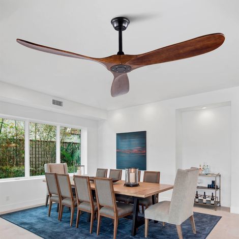 Ventilateur de plafond, en bois, imperméable, noyer, pour garage et atelier, garage et kiosque, air frais maison, usage salon chambre bureau