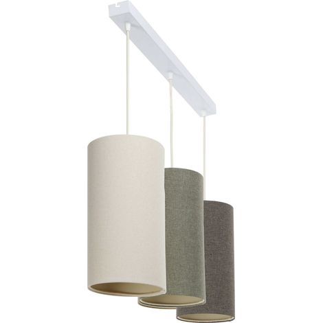 Suspension boho élégant tissu crème hauteur ajustable LED E27 - beige sable et crème doux (1/2)