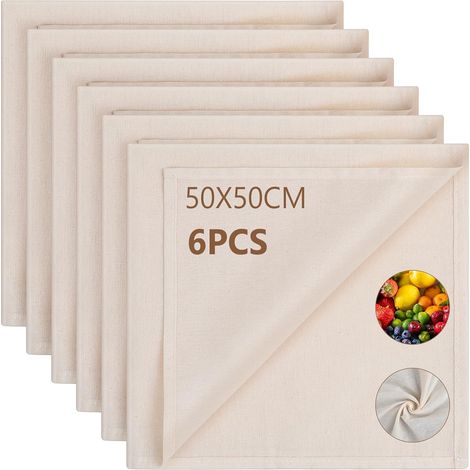 6 Pièces Etamine Alimentaire,50x50cm Coton Non Blanchi Ourlé,Filtre Réutilisable Pour Fromage Jus Thé (1/5)
