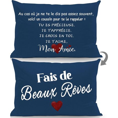 Taies d'oreiller Double Face Coussin pour Te Le rappeler Tu ES précieuse Je t’apprécie Je Crois en toi Je t’Aime Mon Amie(Amie-a) (1/5)