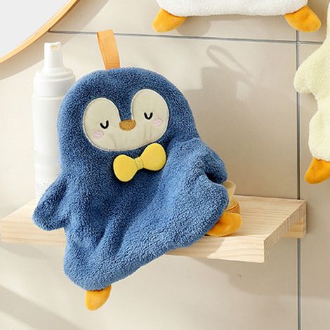 Serviette à main douce et mignonne à fixer au mur, motif animal, pingouin. Essuie-mains idéal pour la cuisine et la salle de bain. (1/5)
