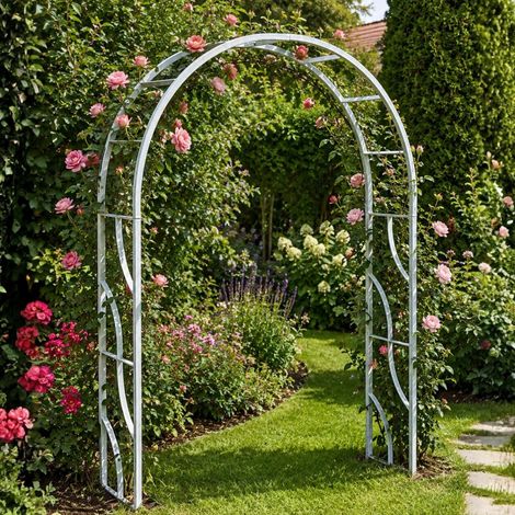 DanDiBo Arche à Rosiers en Métal Stable Galvanisée 150 cm de Large Arche de Jardin 96516 Arceau pour Plantes Portique Arc Rond Massif Galvanisé à Chaud Jardin Résistant aux Intempéries Fer Plein (1/5)