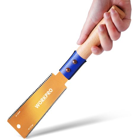 Workpro – Scie japonaise 150 mm – Double tranchant 14/17 TPI – Lame flexible SK5 pour bois dur – Poignée ergonomique en hêtre