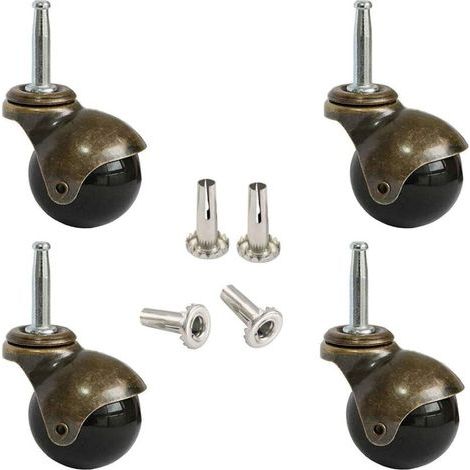 (4 pièces)Rouleaux à billes pivotants, 50 mm, Rouleaux de rechange pour meubles vintage pour chaise, table à feuilles, chariot à thé, capacité de charge de 120 kg chacun (1/4)