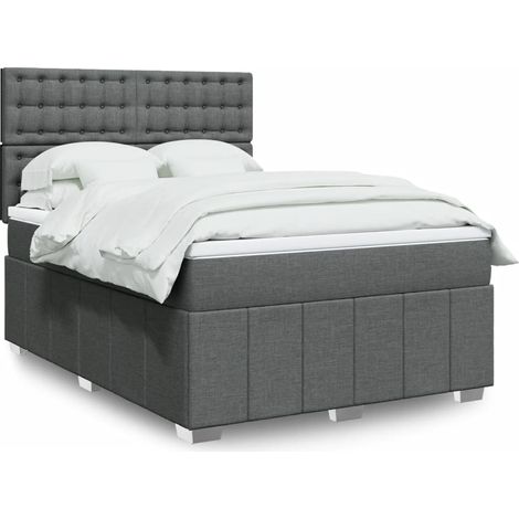 Boxspringbett mit Matratze Dunkelgrau 140x200 cm Stoff