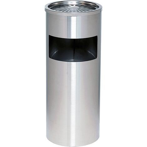 BRB Abfallbehälter mit Ascher aus Edelstahl, ØxH 250x610 mm, 40 Liter