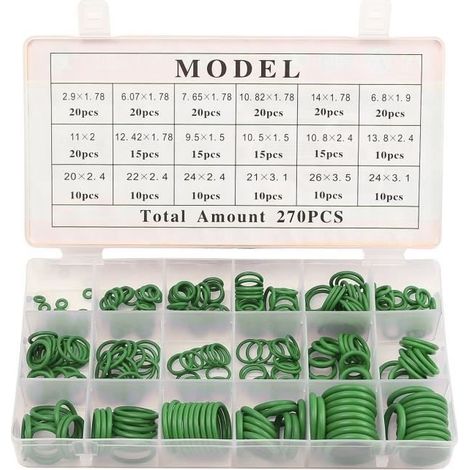 270X 18 Dimension Kit Auto Joint Torique Caoutchouc O-ring Voiture Climatisation Vert