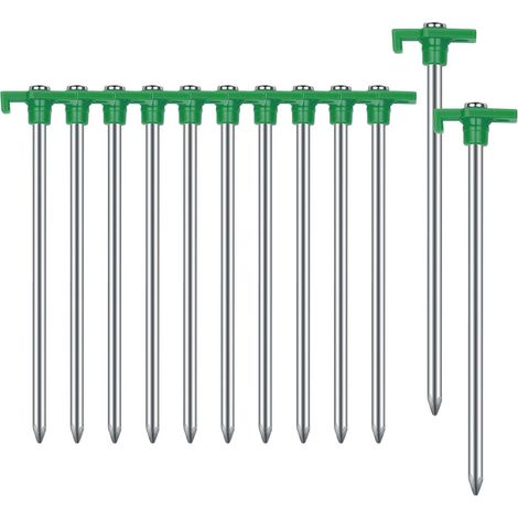12 robuste Zeltnägel, 18 cm Edelstahl, geeignet für Camping, Gartenarbeit, Wandern und umweltfreundlich. (1/2)