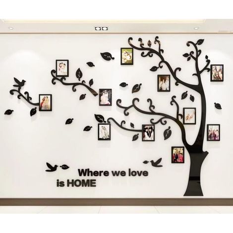 Stickers Muraux Arbre 3D Bricolage Stickers muraux Autocollants muraux Arbre Arts Décorations pour le Salon Chambre Chambre à coucher (Noir Gauche,XL: 200  276CM)