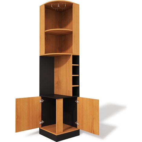 Credenza angolare porta vino 40x40x182 cm in MDF con portabicchieri (1/5)