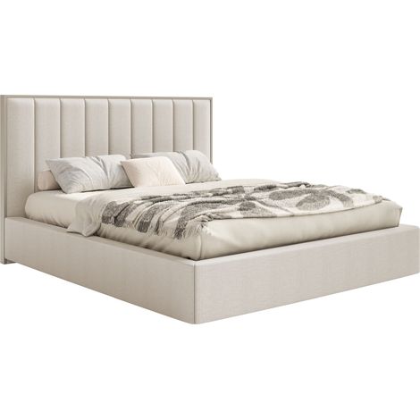 Selsey Togents - Polsterbett 140x200 mit Chenillebezug, Bettkasten und LED, Hellbeige
