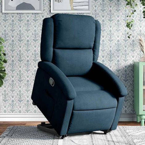Sillón reclinable elevable de terciopelo azul