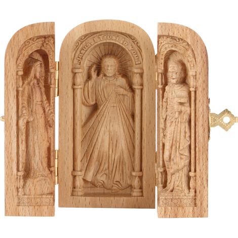 Statue d'église Portable sculptée à la main, Triple boîte ouverte, sacramentelle catholique, cadeaux chrétiens (1/5)