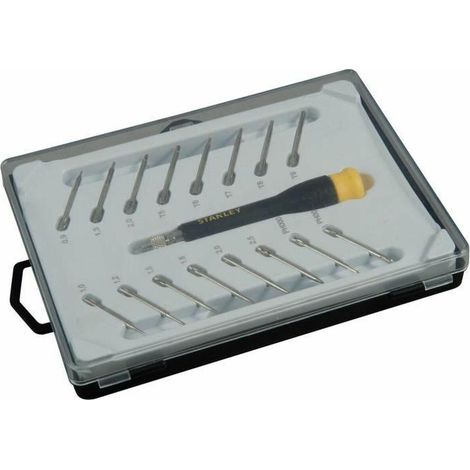 Stanley Set aus 16 ergonomischen Mikro-Schraubendrehern mit Multiklingen (1/3)