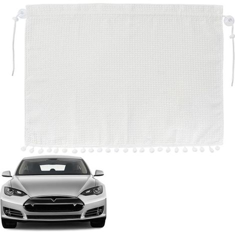 Cortina blanca para coche con ventosas，Textura de gofre de lujo，privacidad y oscurecimiento total (1/5)
