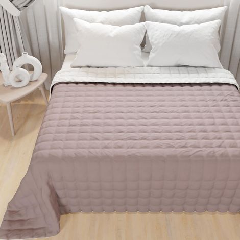 Couette 1,5 Places Reversible 220x260 cm en Microfibre, Couvre-lit Printemps, Couverture Réversible, Rose Blanc, 100% Fabriqué en Italie (1/5)
