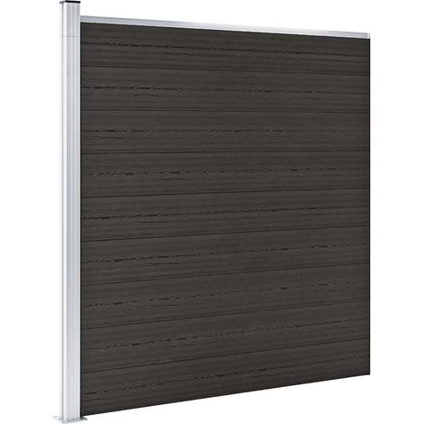 Panneau de clôture-Panneau de clôture Grillage de jardin WPC 175x186 cm Noir (1/5)
