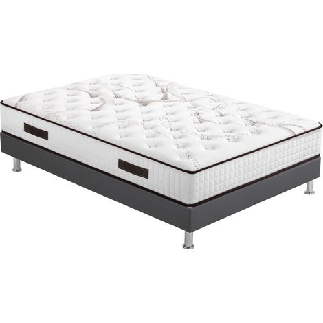 Matelas mousse + Sommier Omega Volcan 140x190 Myriade - H. 21 cm - Soutien équilibré (1/5)