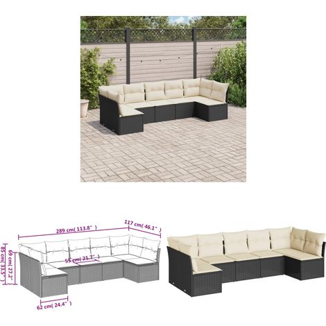 7-tlg. Garten-Sofagarnitur mit Kissen Schwarz Poly Rattan - Gartensorte - Gartengeräte - Gartenmöbelset - Lounge Möbel - Outdoor Sofa - Home & Living (1/3)