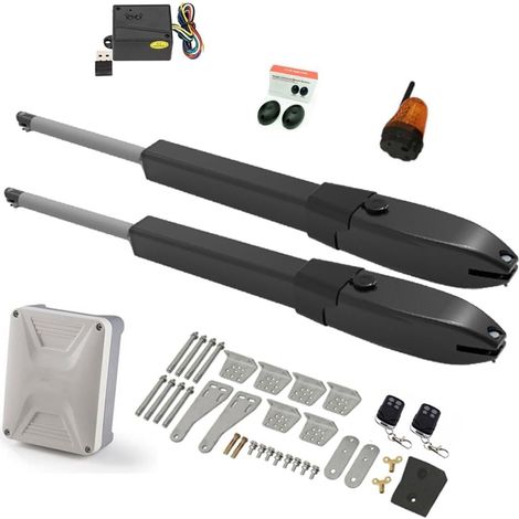 Kit d'ouvre-portes automatiques Batterie solaire Double bras opérateur de porte électrique ouvre-porte pivotant caméra IP WIFI télécommande manoir de ferme extérieur pour accessoires de portail coulis (1/5)