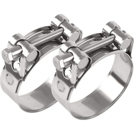 2 pièces Ø40-43mm Collier de serrage, 304 en acier inoxydable Moto Collier de tuyau d'échappement, Collier inoxydable d'échappement de Universal pour les voitures, motos (1/4)