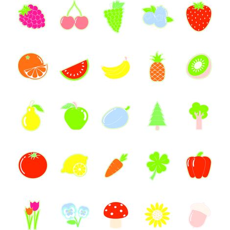 Planche de pictogrammes, 25 motifs, autocollante, série Alimentation et Boissons, Ø40 mm