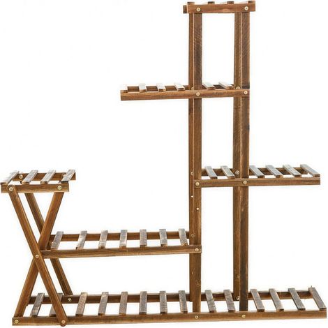 Etagère Plantes 5 Niveaux Bois - Int-ext -Gain Place - Carbonisé - 27×8×97cm (1/5)