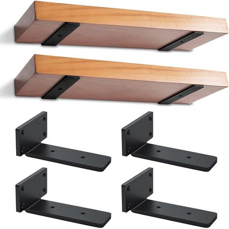 Lot de 4 Supports d'étagère, 15 cm, Métal Robuste, Fixation Invisible, Pour Bibliothèque, Salon, Cuisine (1/5)