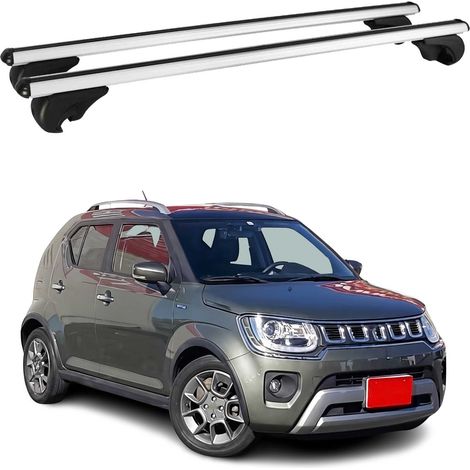 OMAC Barres de toit en aluminium pour Suzuki Ignis II 2016-2026 – TÜV / DIN 75302:2019 – Antivol inclus – Charge max 75 kg – 2 barres Argent (1/4)