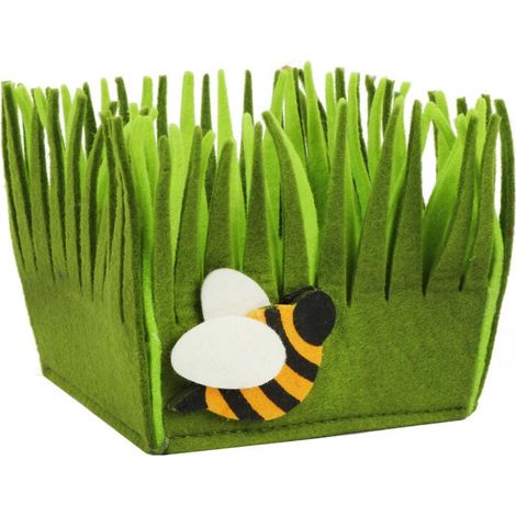 Grüne Filz-Osterhülle mit Biene für süße Geschenke oder Blumen (1/4)