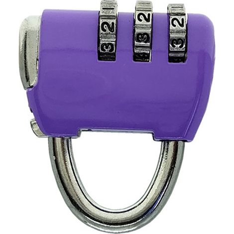 Cadenas à combinaison robuste 3 chiffres pour valise en alliage zinc - Violet (1/3)