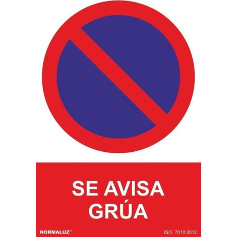 Señal Se avisa grúa (texto y pictograma) con tintas UV SEKURECO 300 x 400 mm CLASE B (ALUMINIO 0'5 mm)