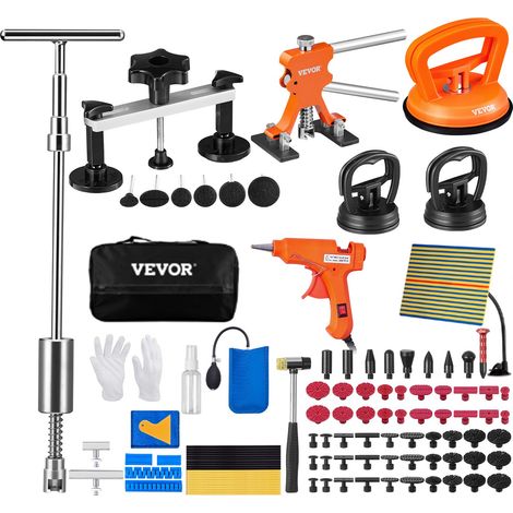 Outils de Débosselage sans Peinture 107PCs Kit Débosselage Carrosserie avec Pont Extracteur Doré Marteau Coulissant Pistolet et Bâtons à Colle Languettes Réparation de Carrosserie sans Dommage (1/5)