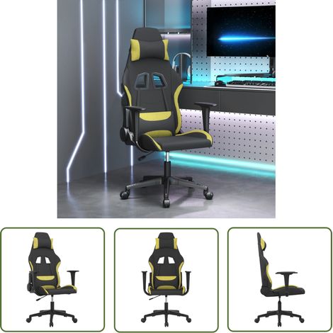 The Living Store Gaming-Stuhl Schwarz und Hellgrün Stoff - Gaming Stuhl - Gamer Chair - Bürostuh - Schreibtischstuhl - Ergonomischer Stuhl (1/5)