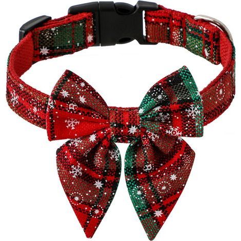 Nœud papillon de Noël pour chien rouge vert (1/2)