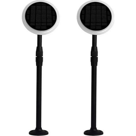 V-TAC VT-943 3W LED-Solar-Gartenleuchte 3000K 360° verstellbarer 2IN1 Laternenpfahl/Spitze schwarz+weißer Körper 4280cm verstellbar IP65 box 2pcs/pack - sku 6668