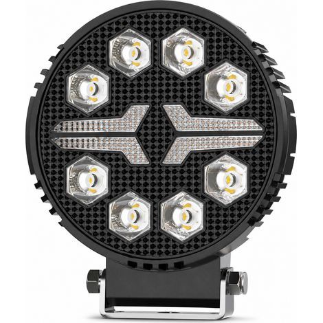 Phare de Travail LED Rond pour Véhicule, Lumière Blanche et Feu de Jour Jaune, Fixe, Flash et Séquentiel, Chariot Élévateur Tout-Terrain (1/5)