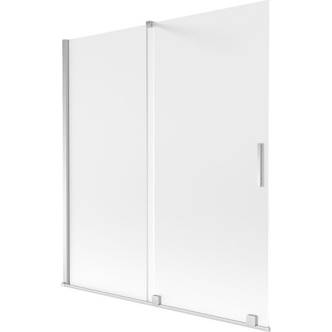Mexen Velar Badewannenfaltwand 2-flügelig verschiebbar 150 x 150 cm, satiniert, Chrom - 896-150-000-31-01 (1/2)