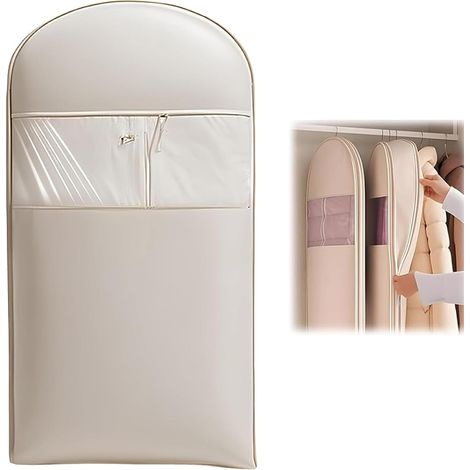 Sac de Rangement Autocompressible Gain de Place pour Vêtements d'Hiver, Sac de Compression pour Manteaux en Duvet, Organisateur de Penderie Anti-Poussière (Beige, M+L+XL) (1/5)