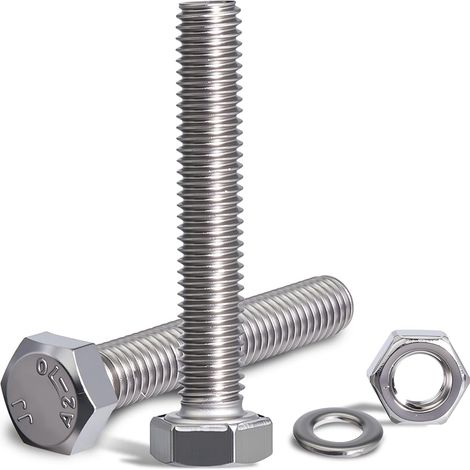 60 pack Boulons à Tête Hexagonale M6x10mm Boulon Inox DIN 933 Boulons à Six Pans Avec joint écrous Acier Inoxydable A2 V2A Vis Entièrement Filetée de Bâtiments Assemblage de Meubles Bricolage (1/5)