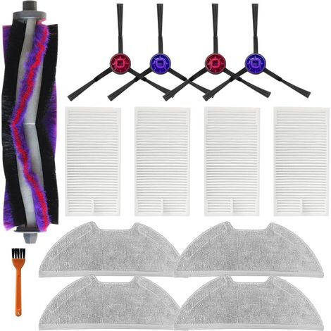 Repuestos para aspiradora robot E10s: 1 cepillo principal, 2 filtros HEPA, 2 almohadillas de fregado, 4 cepillos laterales. (1/4)