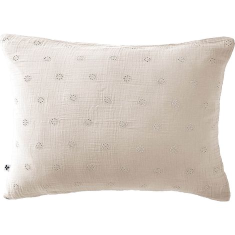 OUREA MOTIF - Taie d'Oreiller 50x70cm Gaze de Coton Pampa à Fleurs Ajourées (1/5)