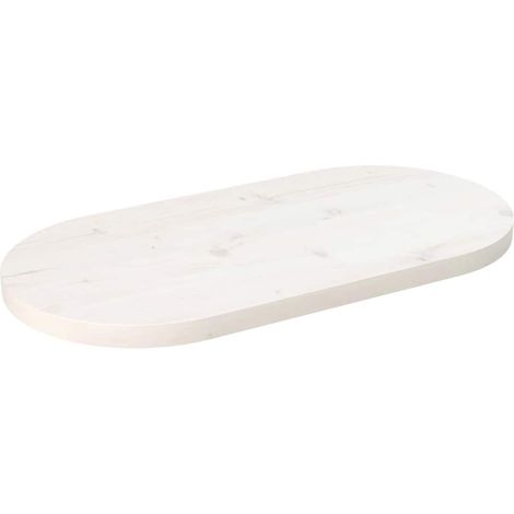 Tischplatte Weiß 70x35x2,5 cm Massivholz Kiefer Oval