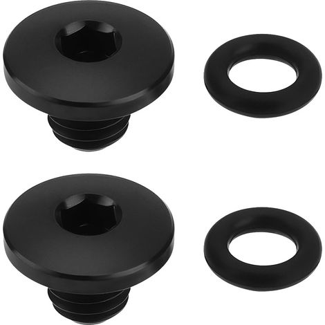 2 Vis de Purge de Vélo Joint Torique Corps Fendu Bouchon D'huile Boulons en Alliage de Titane TC4 M5 X 10 Mm (Noir) (1/5)