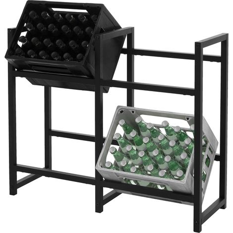 ML-Design Scaffale a Ripiani per 4 Casse 91x31x75,5 cm in Acciaio Portacasse per Acqua Bevande Porta Scatole di Bibite per Cucina Portabottiglie Garage Scaffali a Ripiani Cantina (1/5)