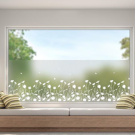 44.5 x 200 cm Frosted vinyl privacy film, no glue required, for kitchen, bathroom, and children's room windows (1/5)